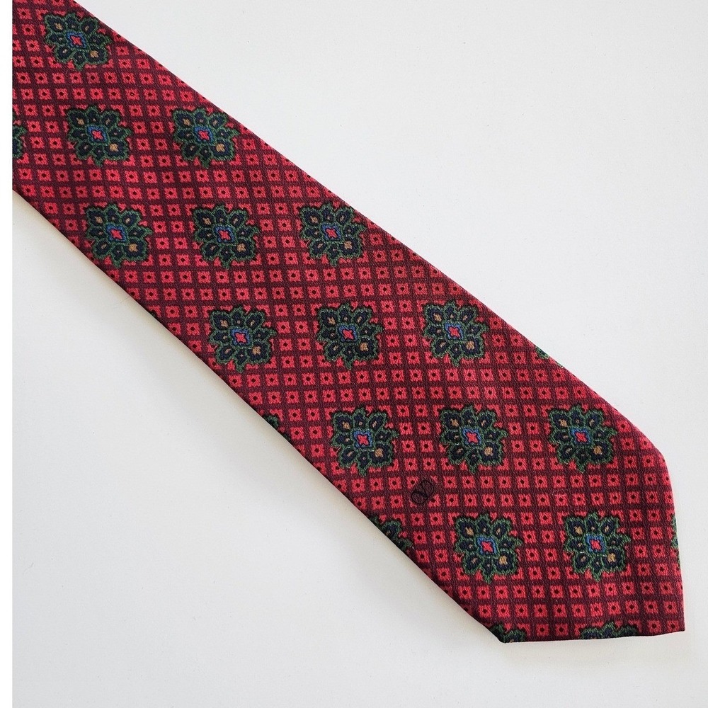 Valentino VTG 100%‎ Silk Red Floral Geometric Maximalist Glamuratti Tie